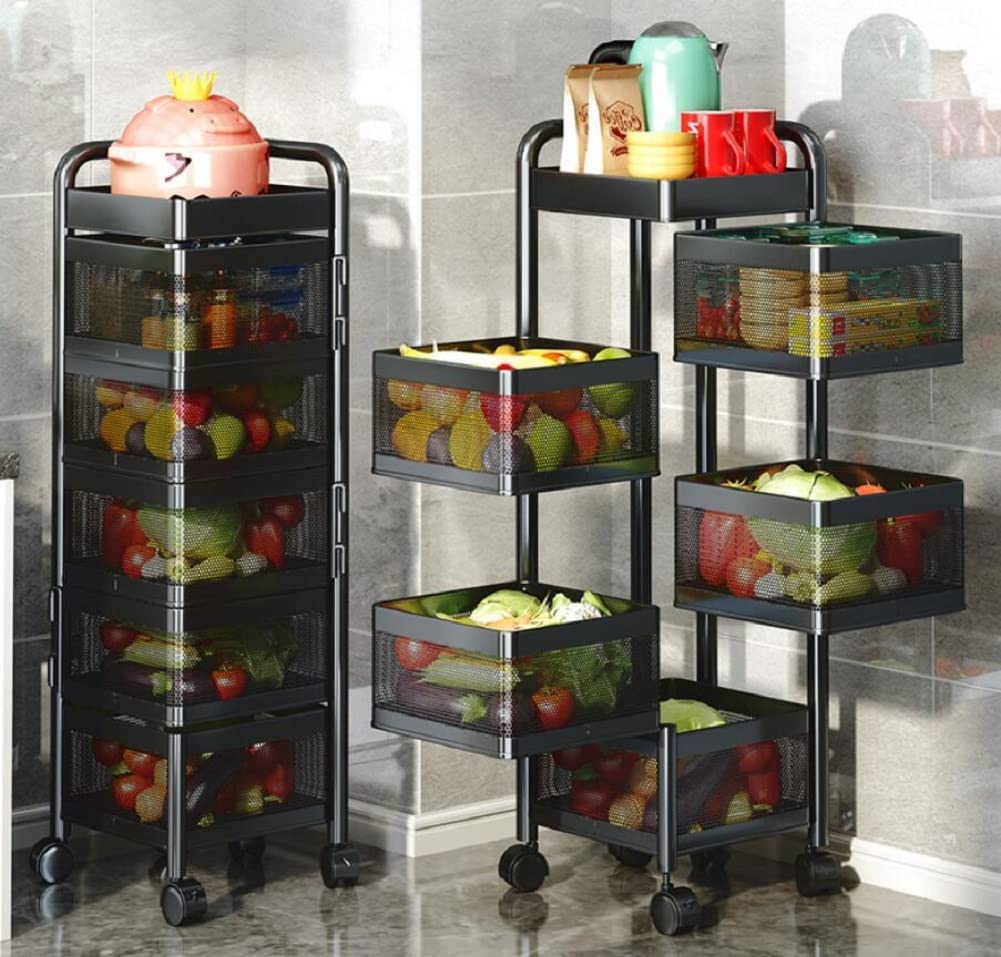Portable Movable Space-Saving Snack Trolley Floor Shelf Multi-Layer Storage  Rack Organizer with Wheels Kitchen Accessories