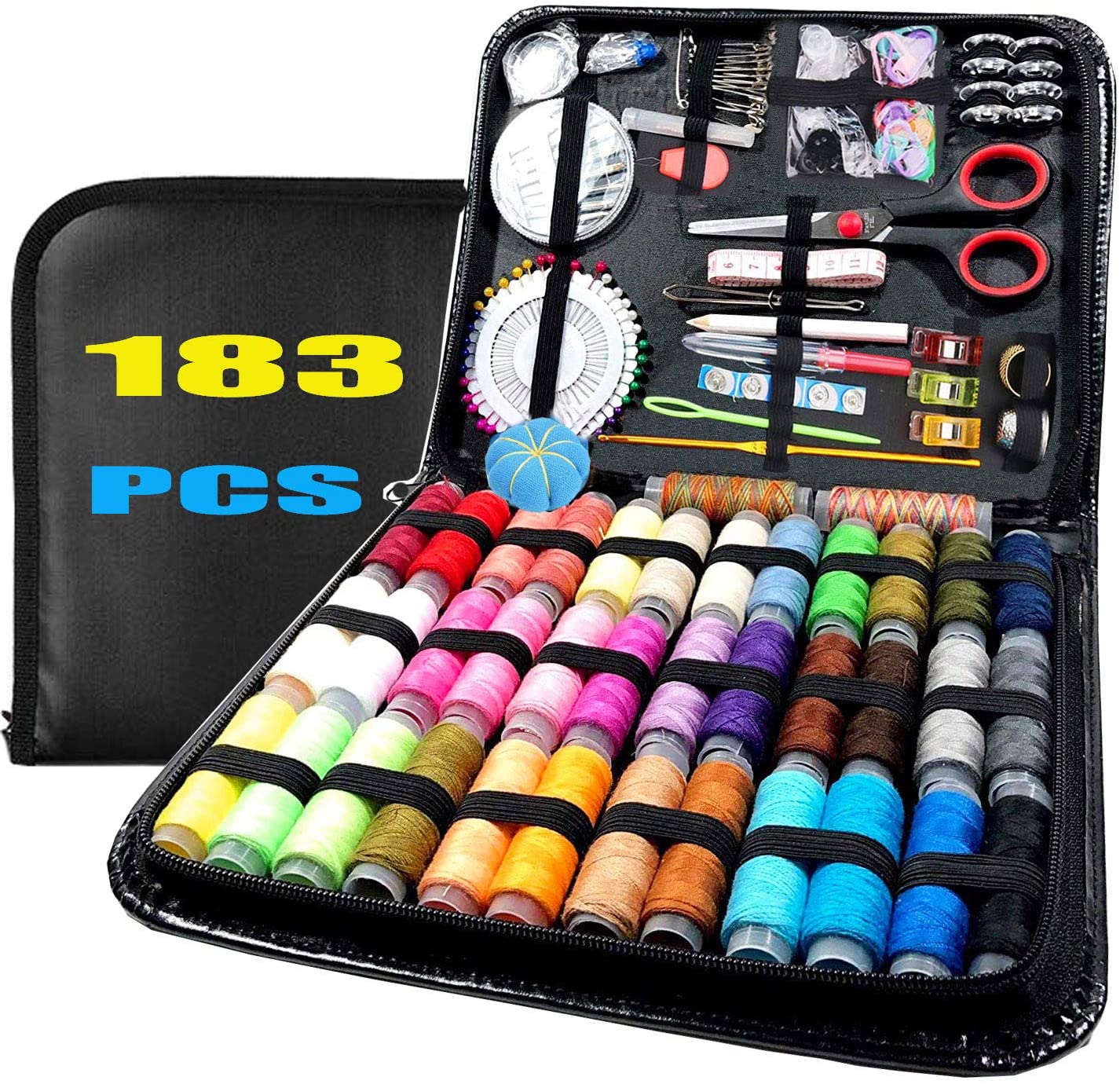 183PCS Sewing Kit Sewing Accessories With PU Case – Space Saving
