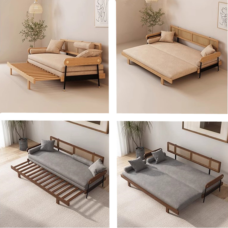 Japandi Movable Back Cushions Pull Out Sofa Bed – SPS FURNTIURE